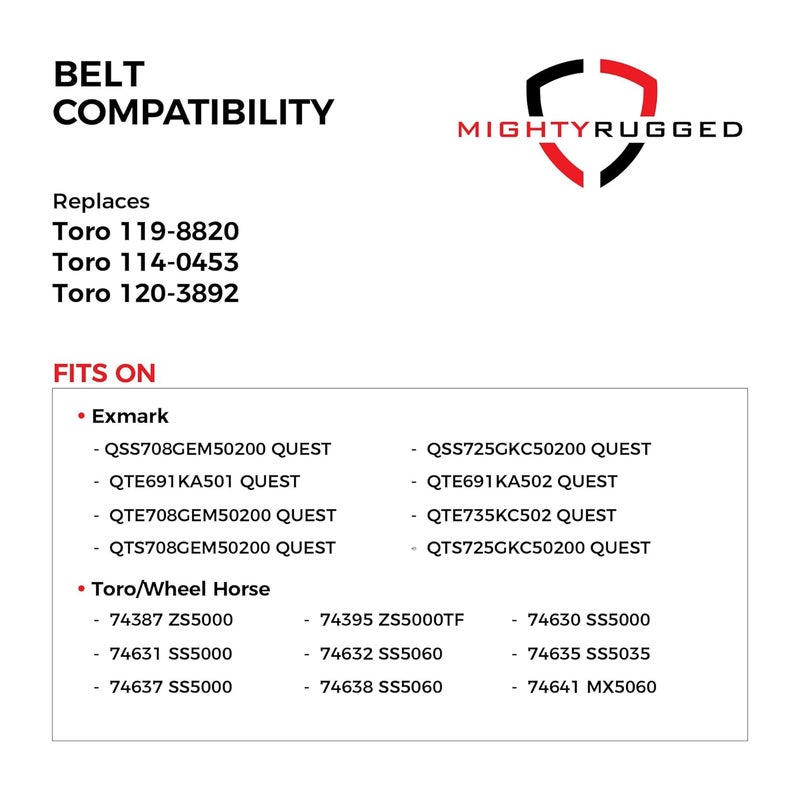MightyRugged 119-8820 Toro Belt Replacement - Belt Length 141-1/2" - Heavy-Duty, Durable, Aramid Cord Replacement for Toro Timecutter 50 Inch Deck Belt for SS5000, SS5060, MX5060, 74630, 74361, 74632 - Image 5